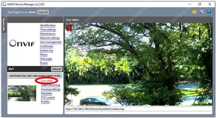 ONVIF Device Manager Live Video ONVIF Device Manager Live Video