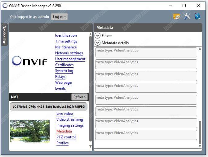 Onvif Device Manager Camera Metadata Onvif Device Manager Camera Metadata