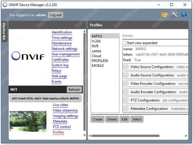 Onvif Device Manager Camera Profiles Onvif Device Manager Camera Profiles