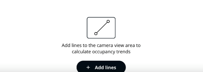 A screenshot showing a simple white background with a pictographic depection of a line. At the bottom of the screen is a black button that reads + add lines