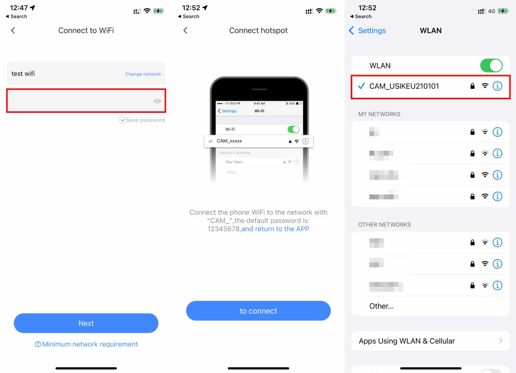 Add camera- Hotspot config to wifi