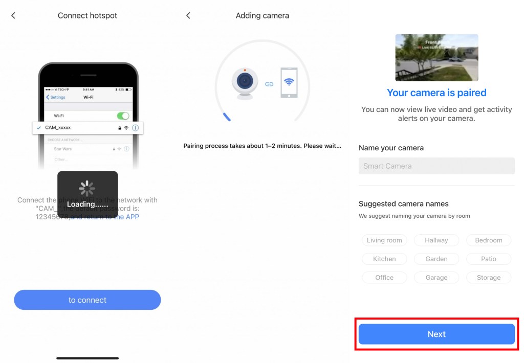 Add camera- Hotspot config to wifi