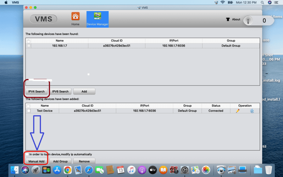 Add manually the device 9