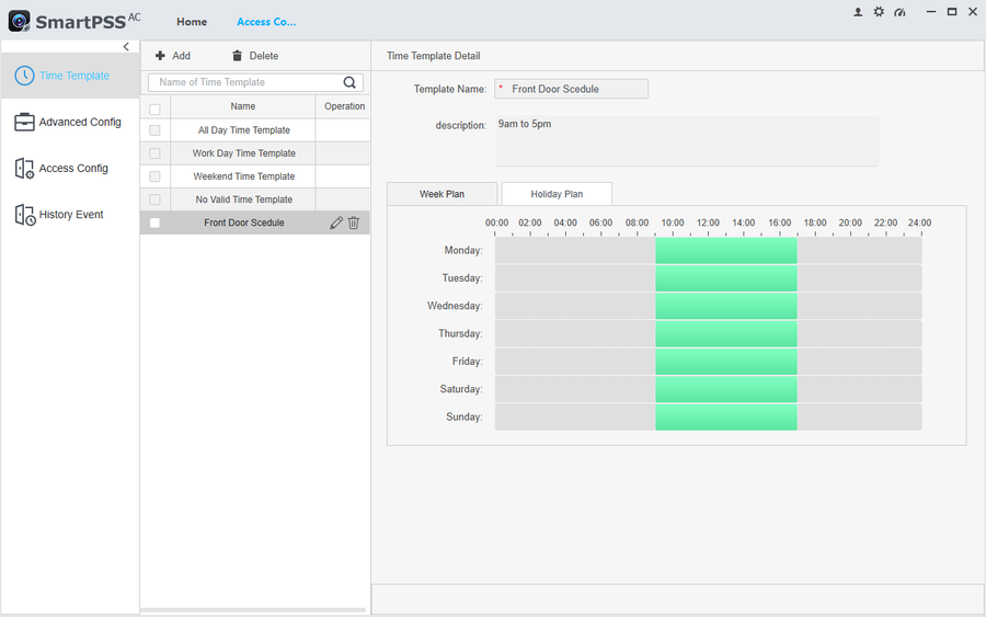 Dahua SmartPSS AC Complete User Guide 18 How to create Time Templates and Holiday Schedules on SmartPSS-AC-10.png