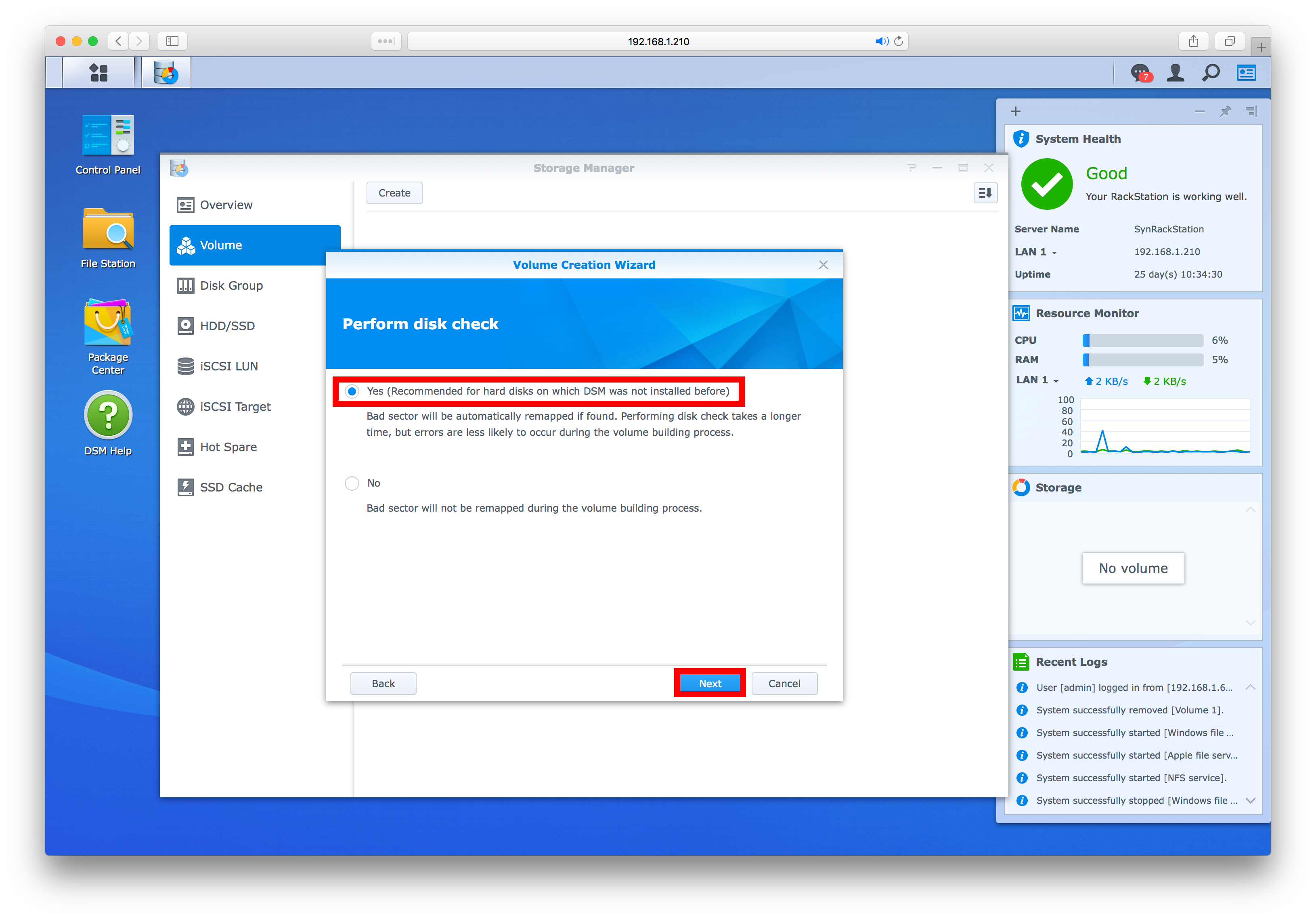 How To Install Synology Surveillance Station 20 disk check.png