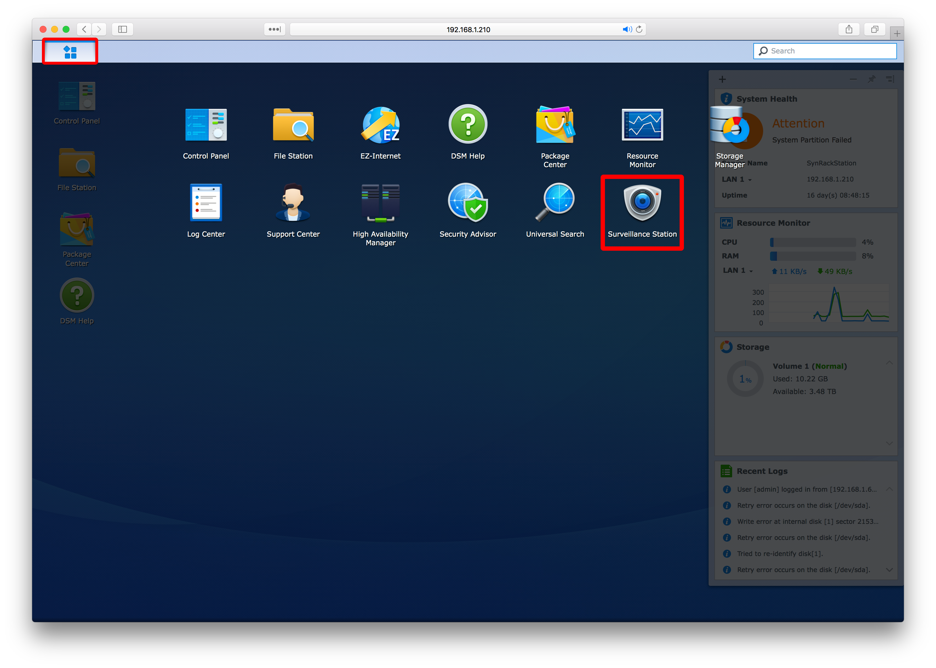 How To Install Synology Surveillance Station 5 menu.png