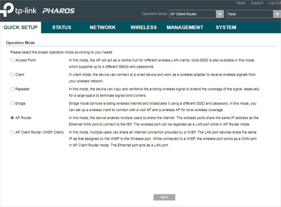 How to Configure Pharos Device 35 https://www.tp-link.com/us/configuration-guides/quick_start_guide_cpe_and_wbs_/quick_start_guide_cpe_and_wbs_-web-resources/image/configure_ap_router1.png