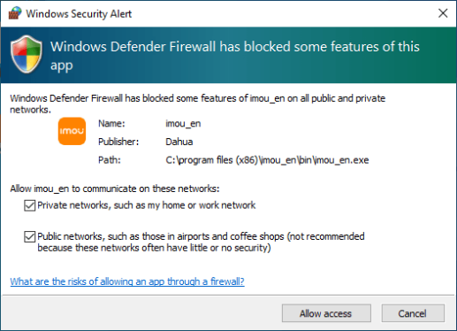 Imou Life App Setup and User Guide 9 Allow access from Windows firewall