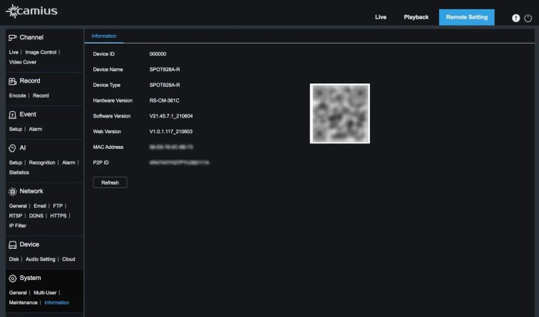 How to Use Camius View app 22 SPOT828A R System Information