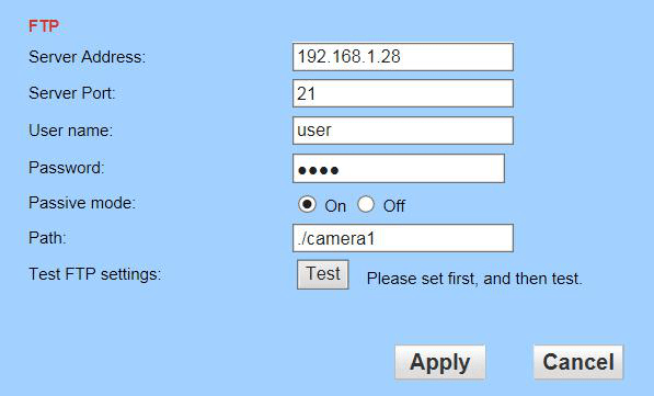 CamhiPro user manual 48 How to set alarm to upload pictures and video to the FTP server