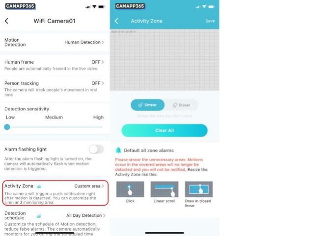 How To Setup O-KAM Pro Camera 17 activity zone 670w482h