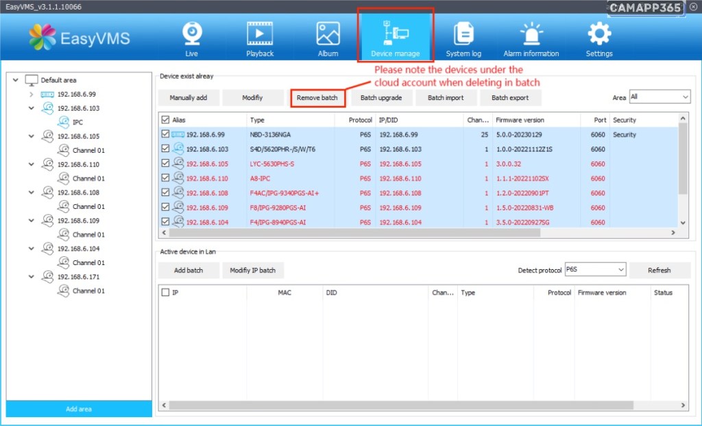 P6SLite EasyVMS Installation Guide 19 Delete Camera