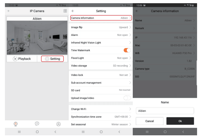Editing The Camera Information