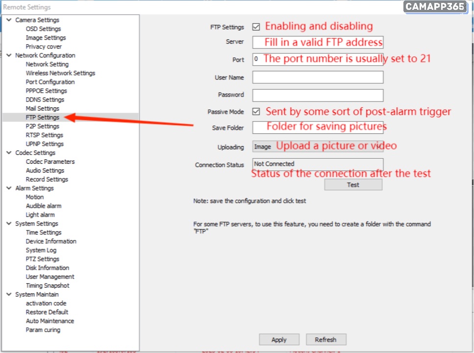 P6SLite EasyVMS Installation Guide 55 FTP settings