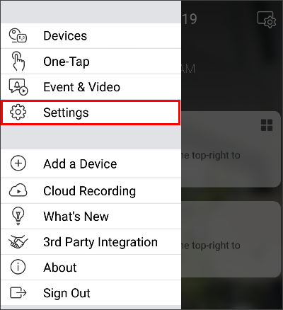 home settings menu settings