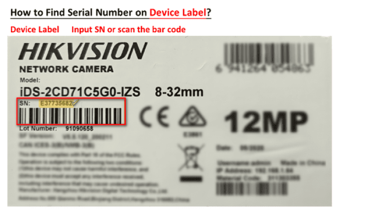 Hikvision How to & FAQ 7 how to find device serial number 756w425h