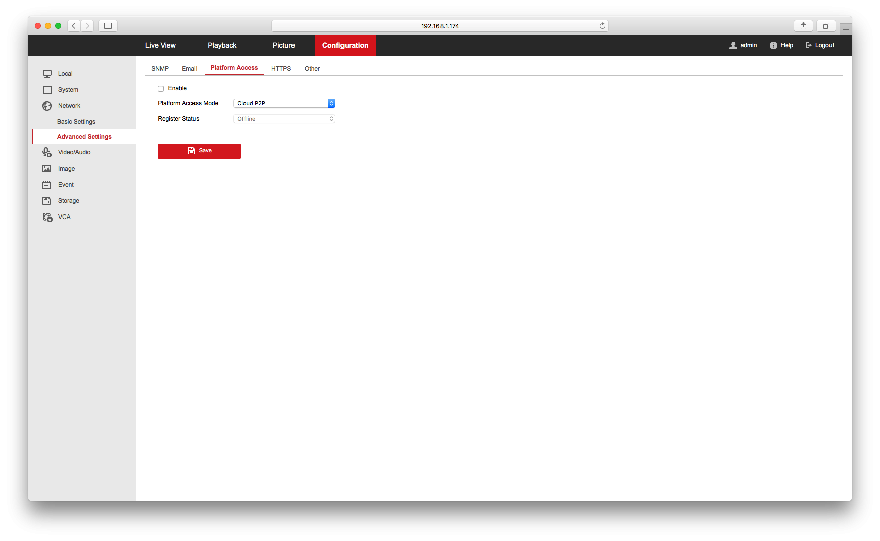 How to setup The Guarding Vision 10 https://www.arcdyn.com/media/wysiwyg/App-Setup-Pictures/platform-access-web/Step4-goto-network-advanced-platformaccess-enable.png
