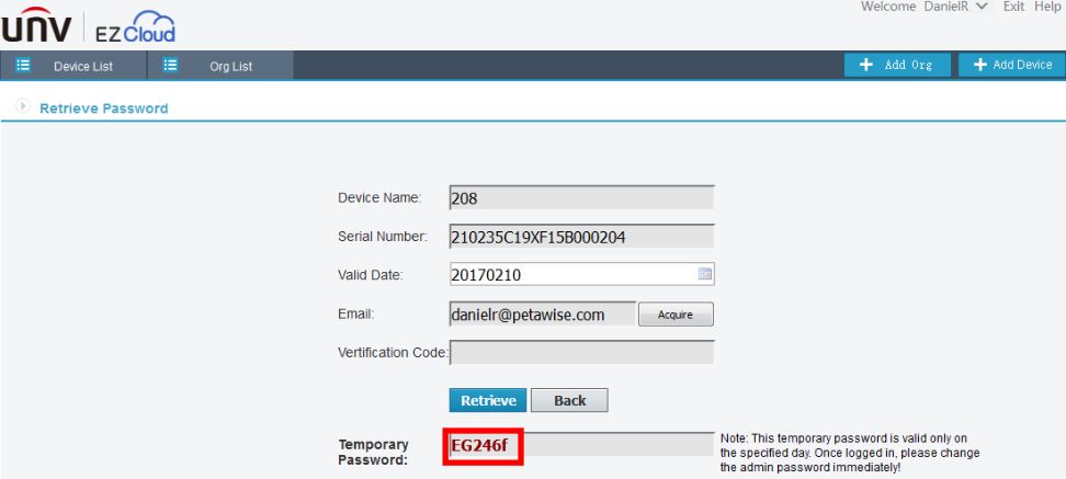 Uniview Devices Password Reset 7 lost password Uniview