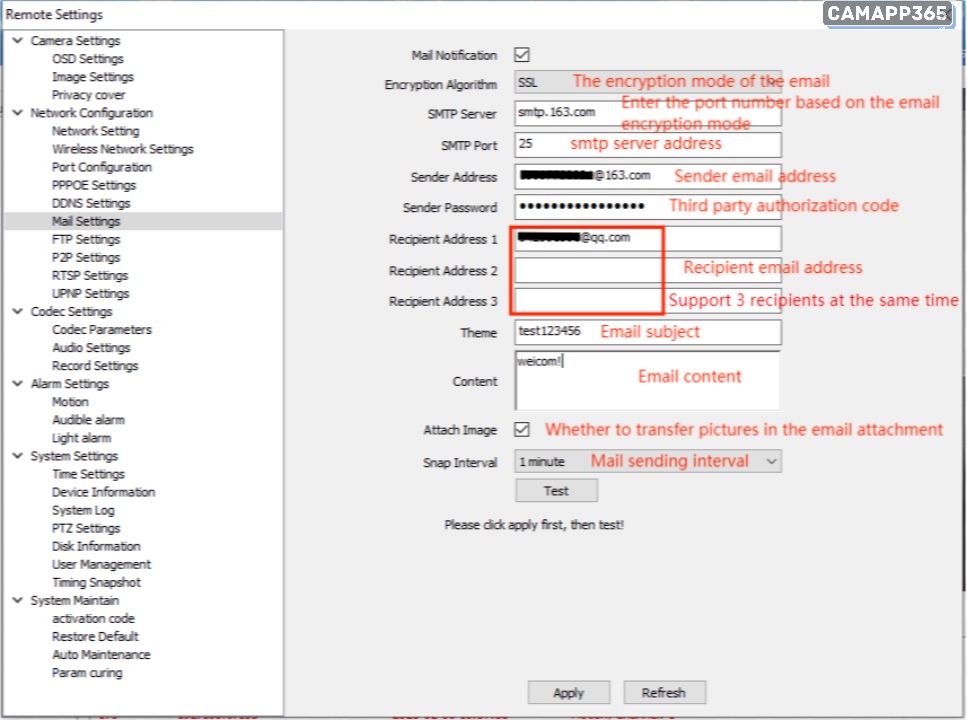 P6SLite EasyVMS Installation Guide 54 Mail Settings
