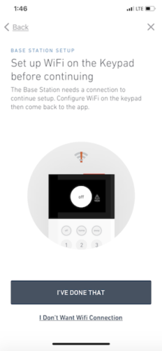Set up Wi-Fi on Keypad screen prompt on SimpliSafe® Mobile App