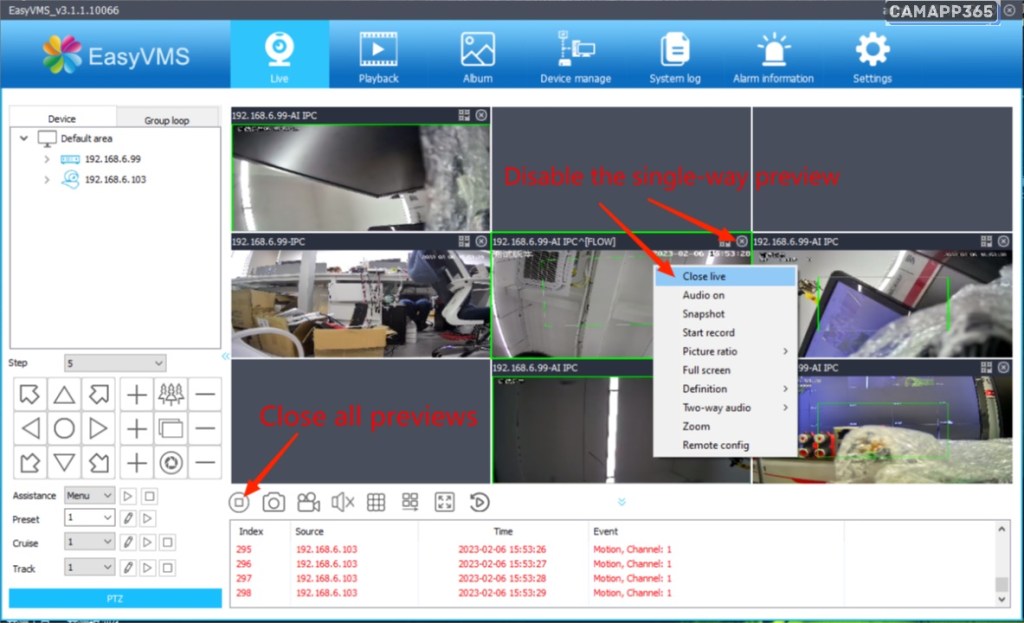 P6SLite EasyVMS Installation Guide 37 Real-time preview