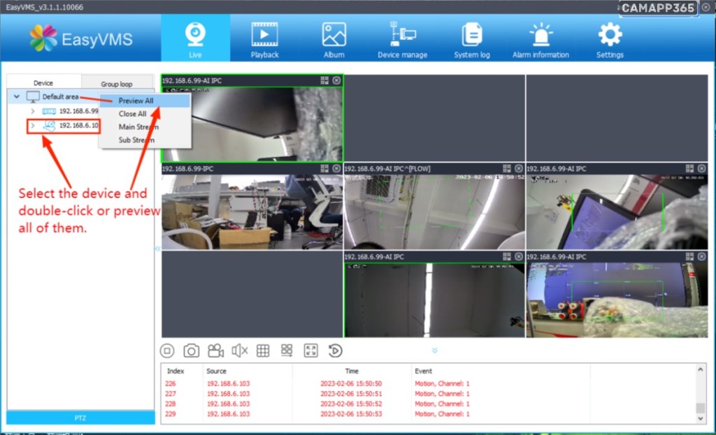 P6SLite EasyVMS Installation Guide 36 Real-time preview