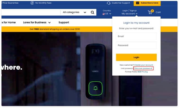 Lorex Devices Password Reset Detailed Guide 32 recover password screen from the lorex login page 756w