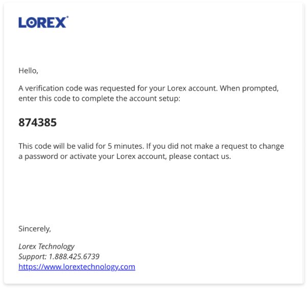 screenshot from email showing verification code 603w567h