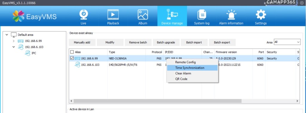 P6SLite EasyVMS Installation Guide 31 Time synchronization