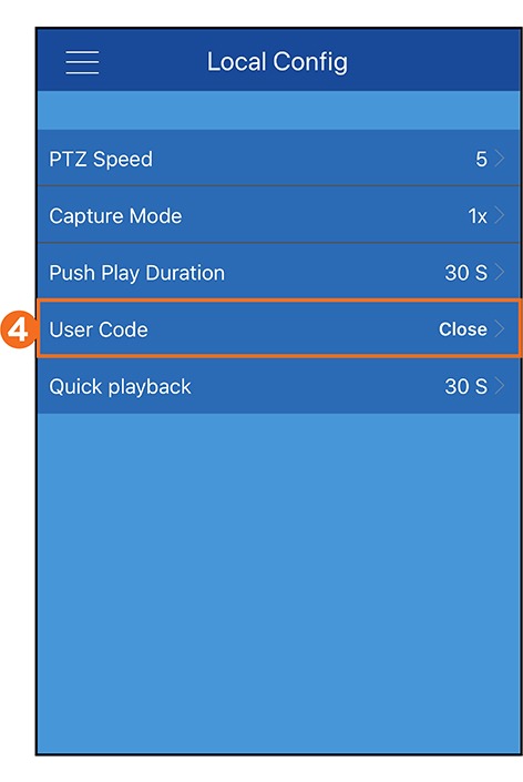 user code settings