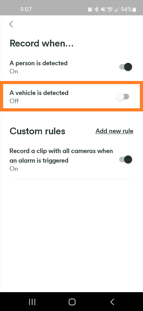vehicle detect recording step 5