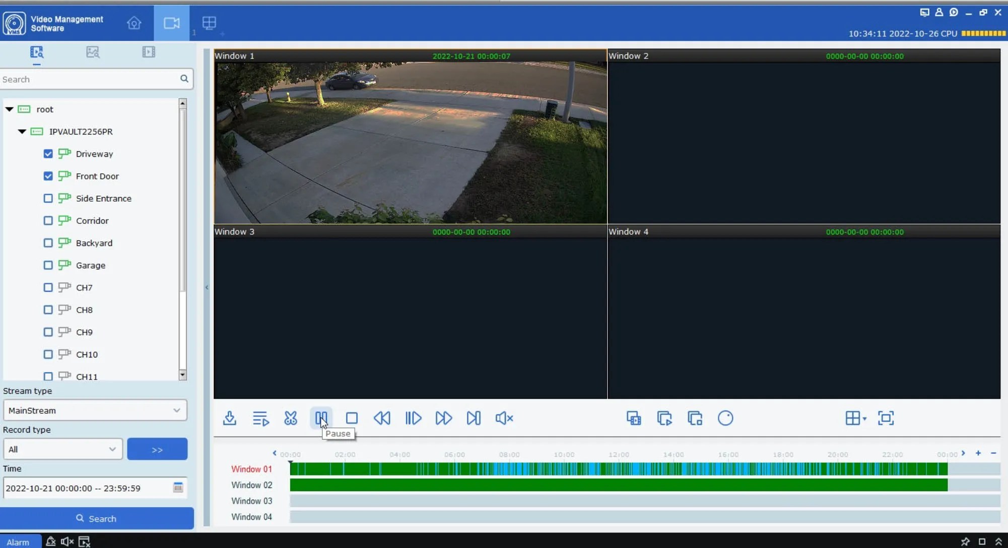 VMS root CALENDAR CLICK ON DATE PLAY FOOTAGE