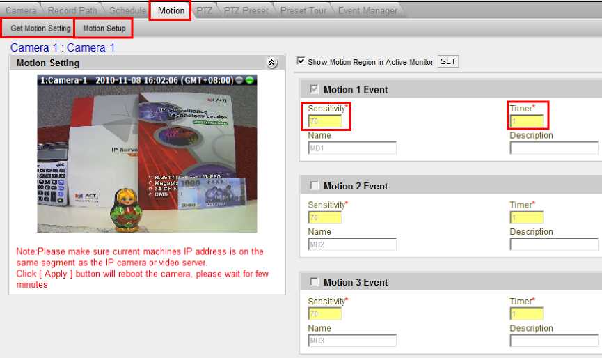 ACTi Cameras How to Use Motion Detection 21 word image 1045 20