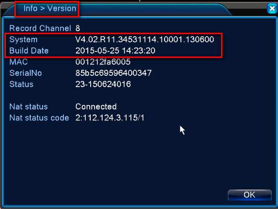 DVR Firmware Version DVR Firmware Version